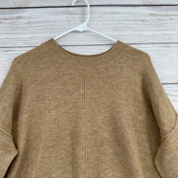 Vince Camuto Crewneck Rough Seam Boxy Sweater Womens Medium Beige Tan - Picture 3 of 11